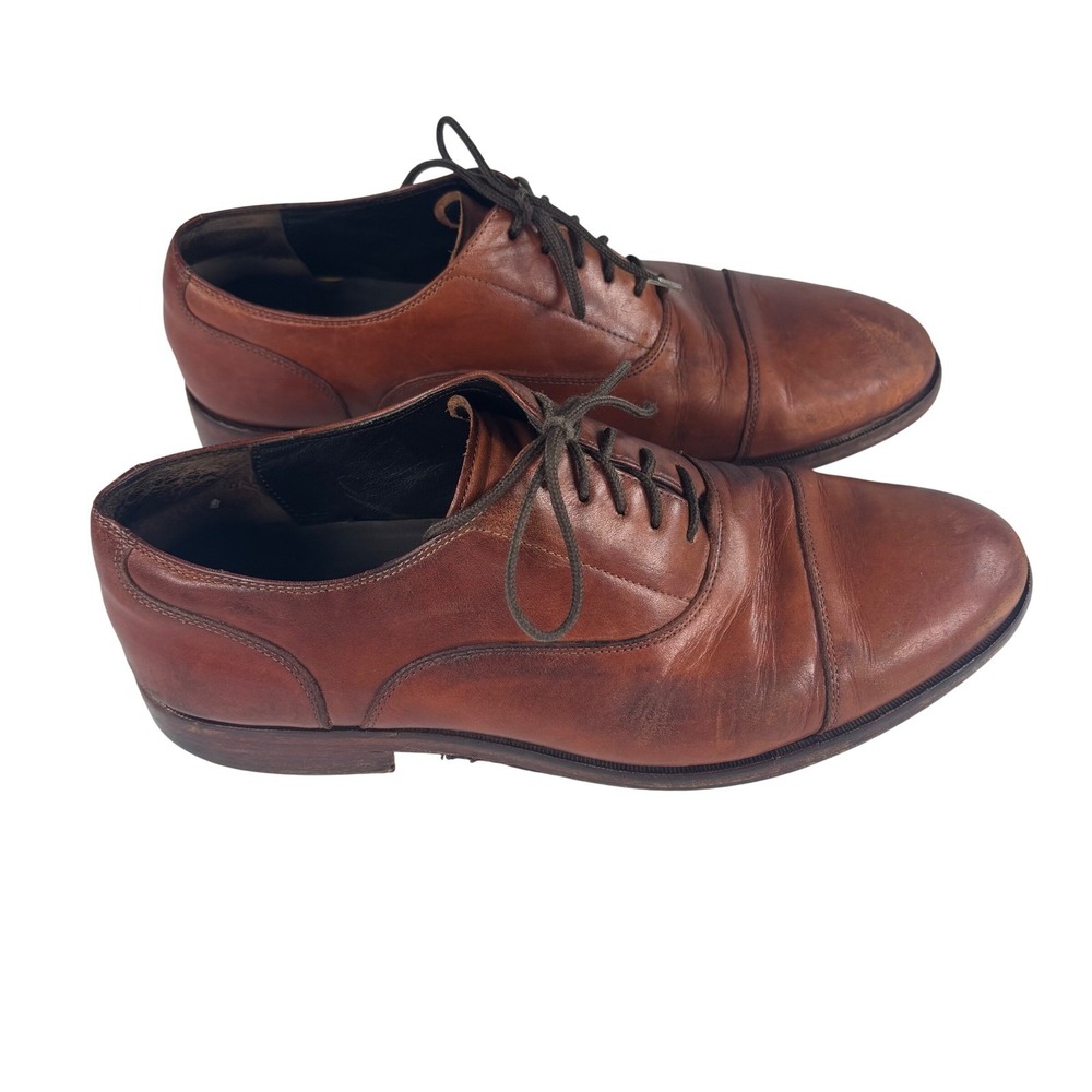 Cole Haan Oxford Shoes Sz 9 Brown Leather Cap‎ Toe Cognac Career Preppy Academia